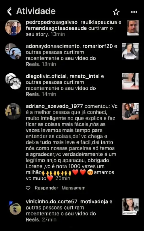 Depoimento real recebido por Lorene Patigra — Mudanças que você sente no corpo e na mente 9