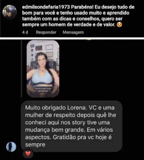Depoimento real recebido por Lorene Patigra — Lorene Patigra® é a verdadeira Mentora de Homens 7