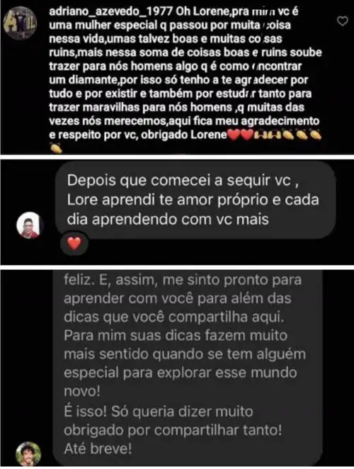 Depoimento real recebido por Lorene Patigra — Lorene Patigra® é a verdadeira Mentora de Homens 8