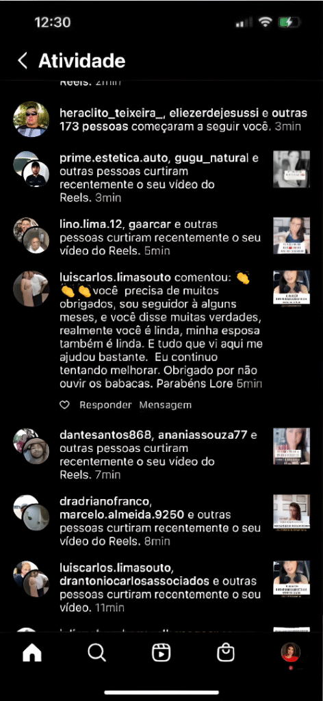 Seguidores reconhecem Lorene Patigra como guia essencial na jornada de evolução masculina e autoconfiança.