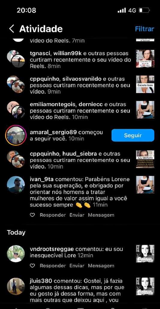 Comentários no Instagram mostram o impacto do método de Lorene Patigra na vida de milhares de homens.