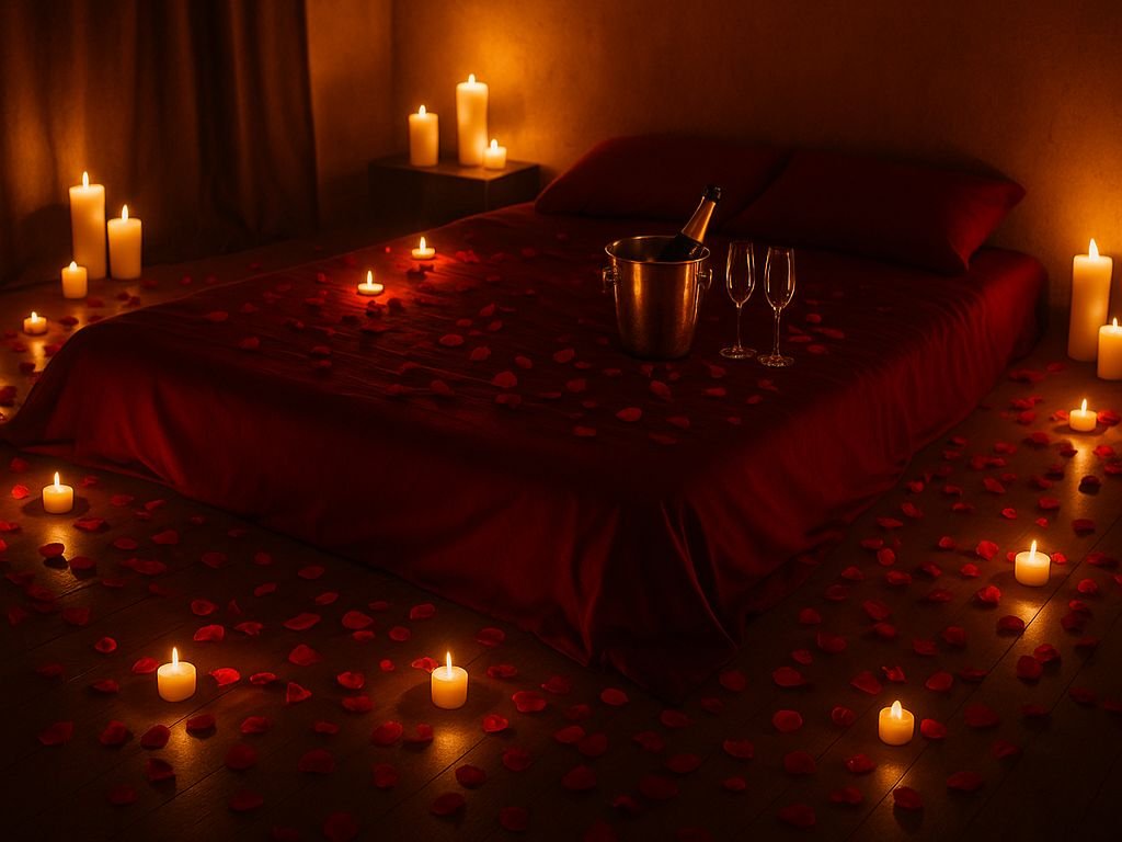 quarto de casal decorado em estilo romântico