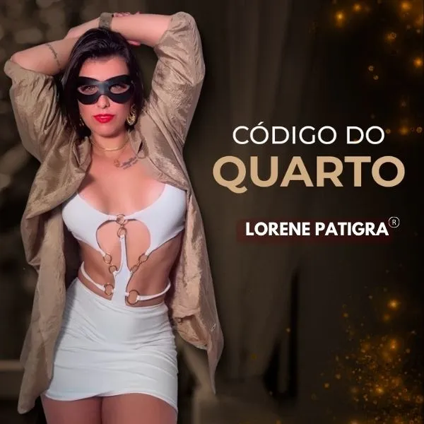 Lorene Patigra vestida de forma sensual e elegante apresenta seu curso o Código do Quarto para homens