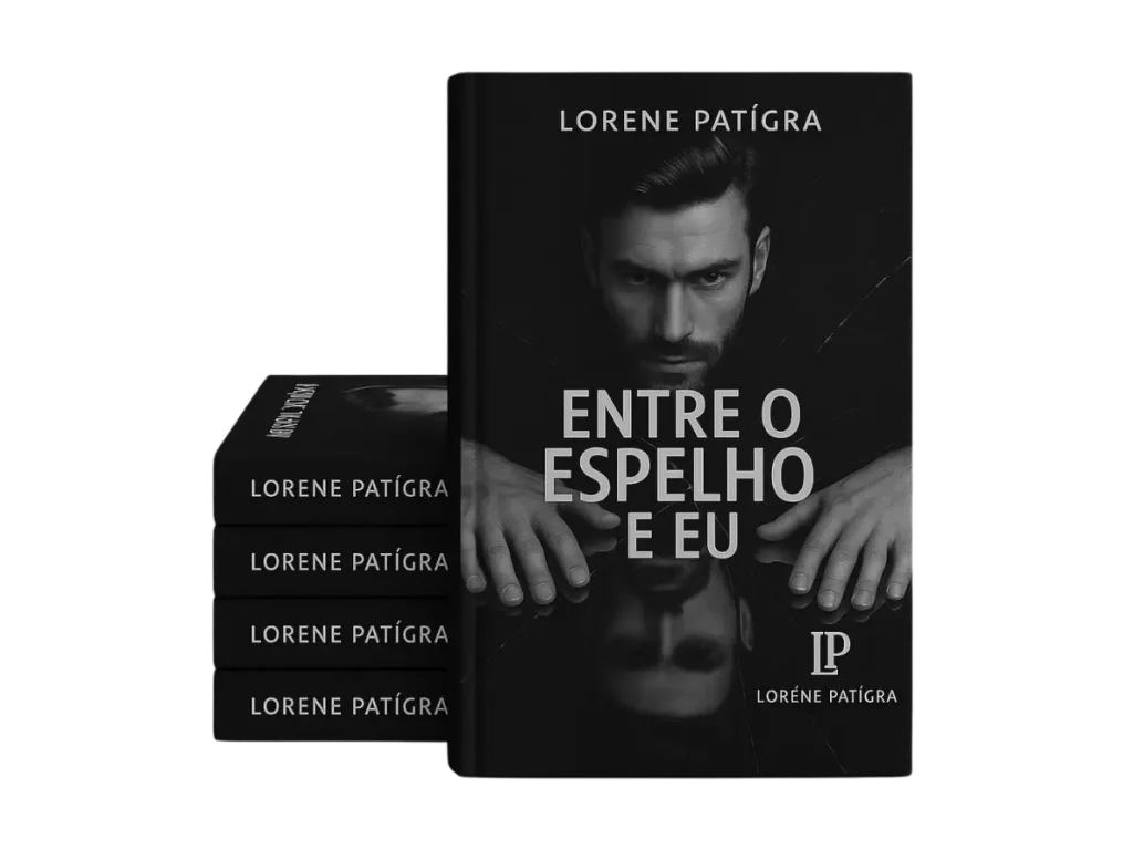 Mockup do romance policial Entre Espelho e Eu, de Lorene Patigra.