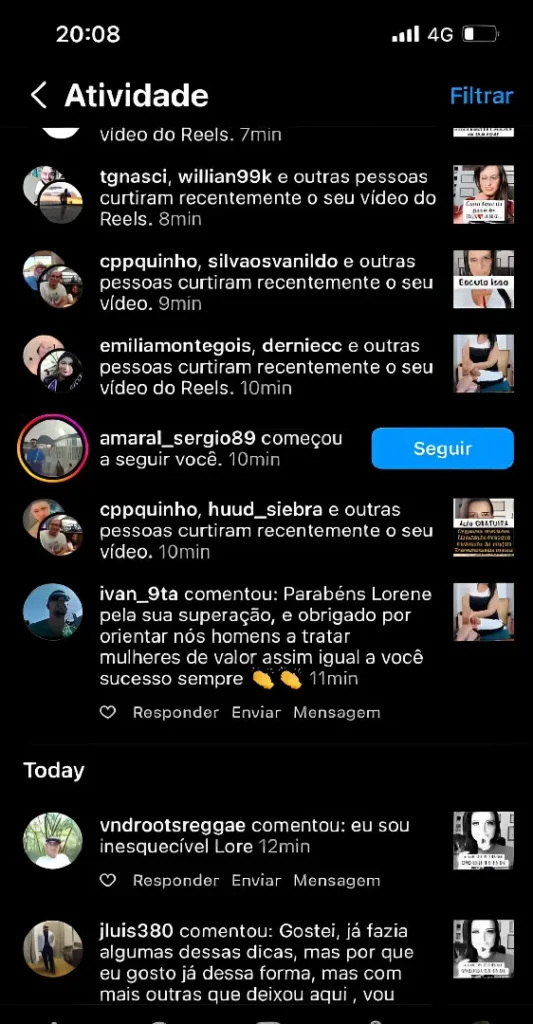 Seguidores de Lorene Patigra no Instagram agradecem pelos resultados e transformações que vêm vivendo.