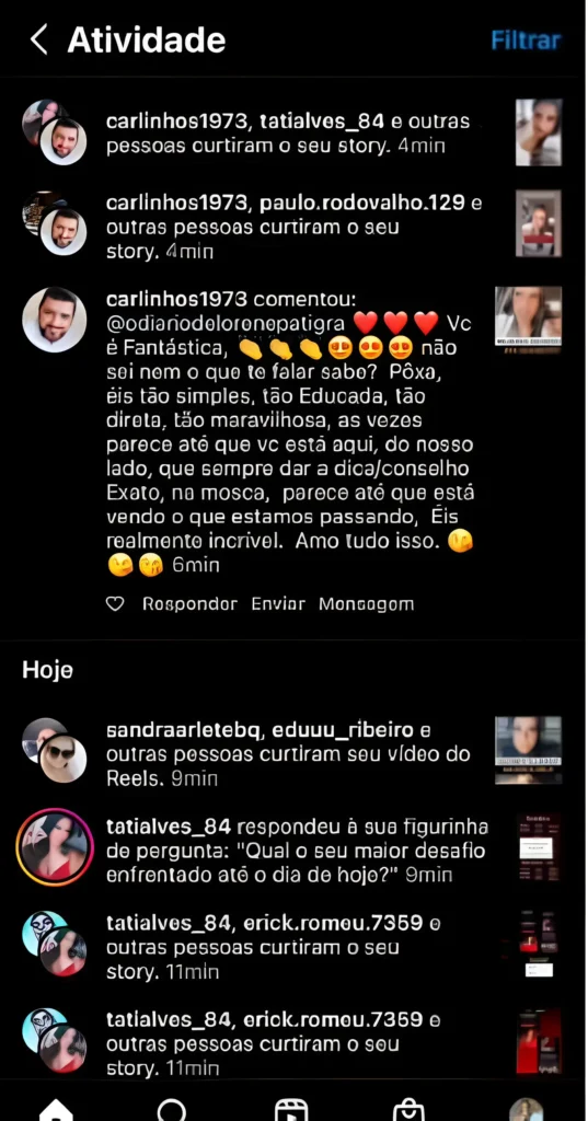 Homens de todo o Brasil deixam comentários de gratidão pelas lições poderosas de Lorene Patigra no Instagram.