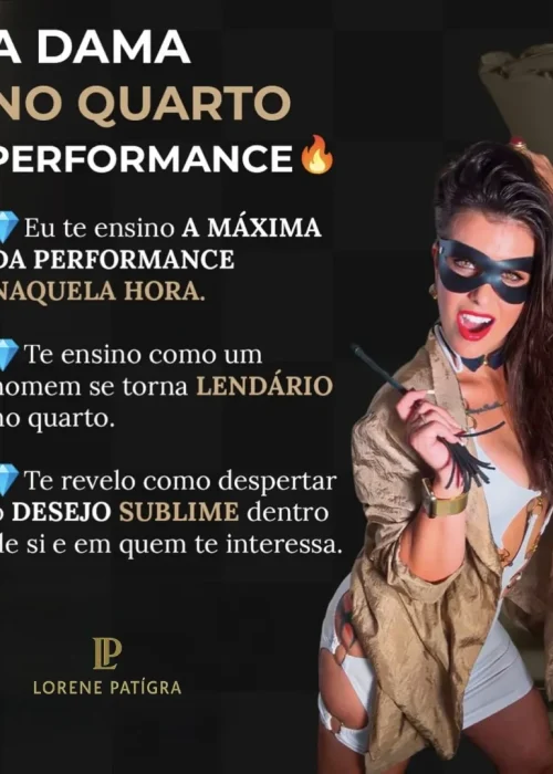 Lorene Patigra vestida no arquétipo usado dentro do instagram para ensinar performance masculina, transmitindo poder e desejo.